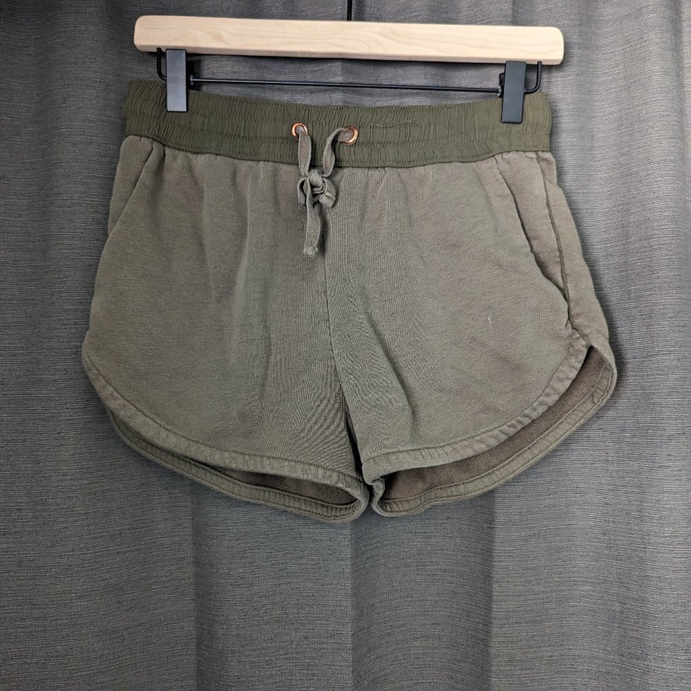 Women's H&M Size S Olive Green Drawstring Dolphin-Cut Lounge Shorts W/ Pockets